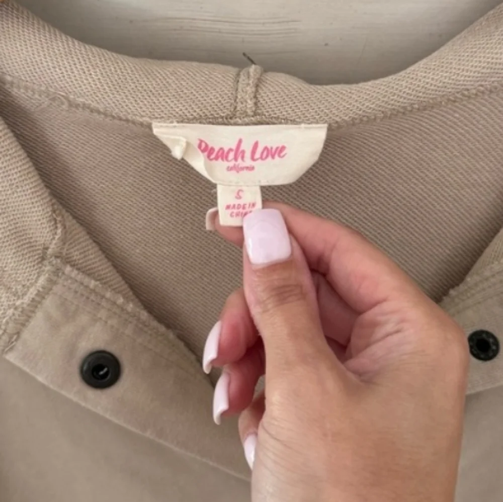 Peach Love Cali  Oversized Mixed Media Pullover hoodie Shirt Jacket - Picture 3 of 4